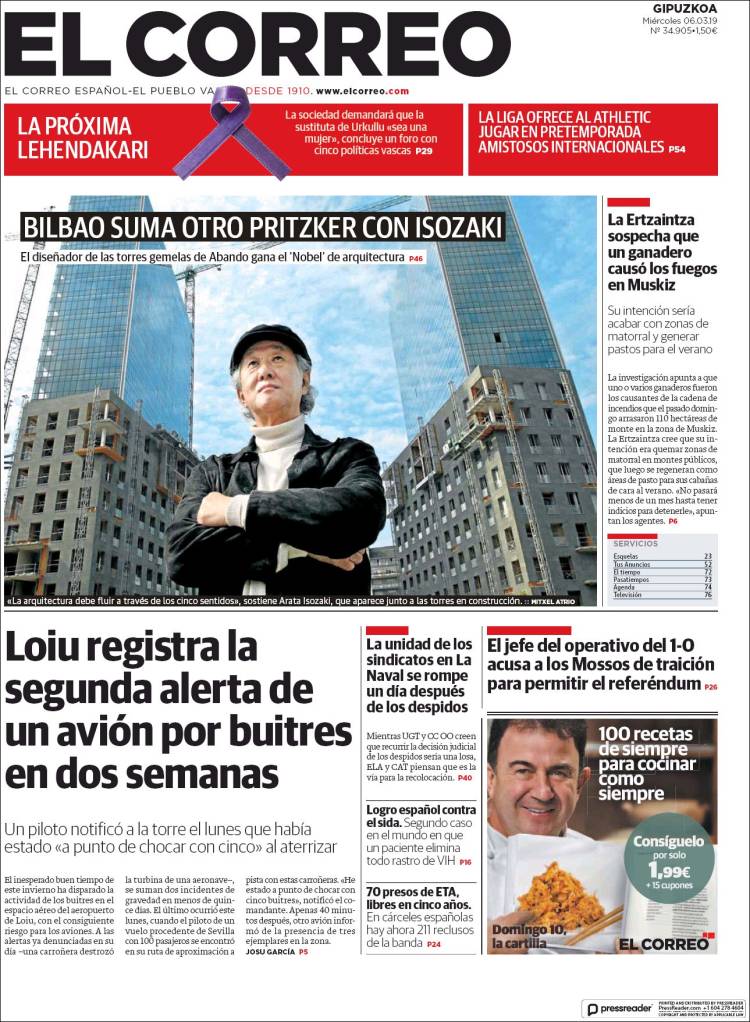 Portada de El Correo - Guipuzcoa (España)