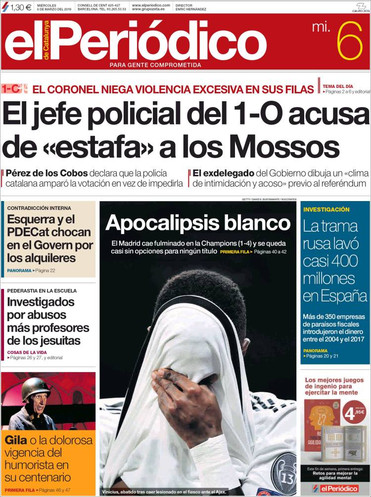 Portada de El Periódico (España)