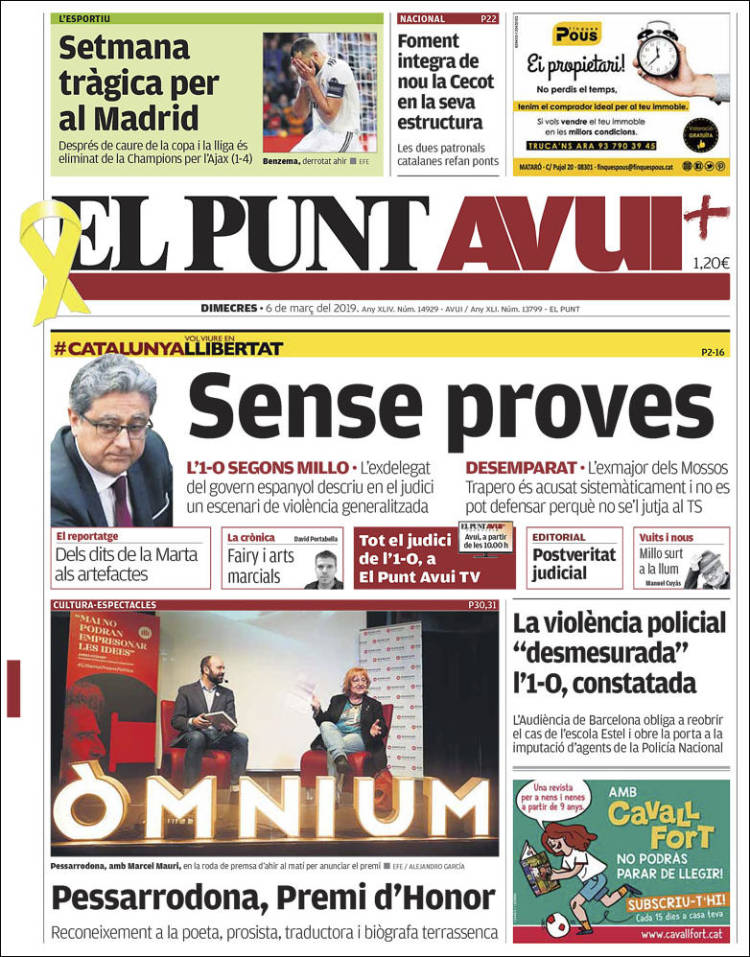 Portada de El Punt Avui (España)