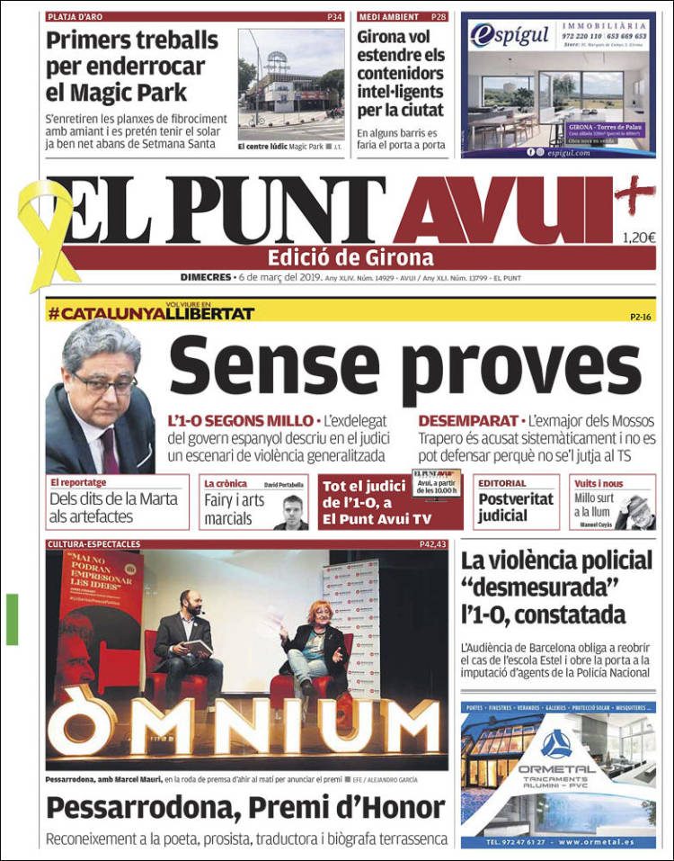 Portada de El Punt Avui - Girona (España)