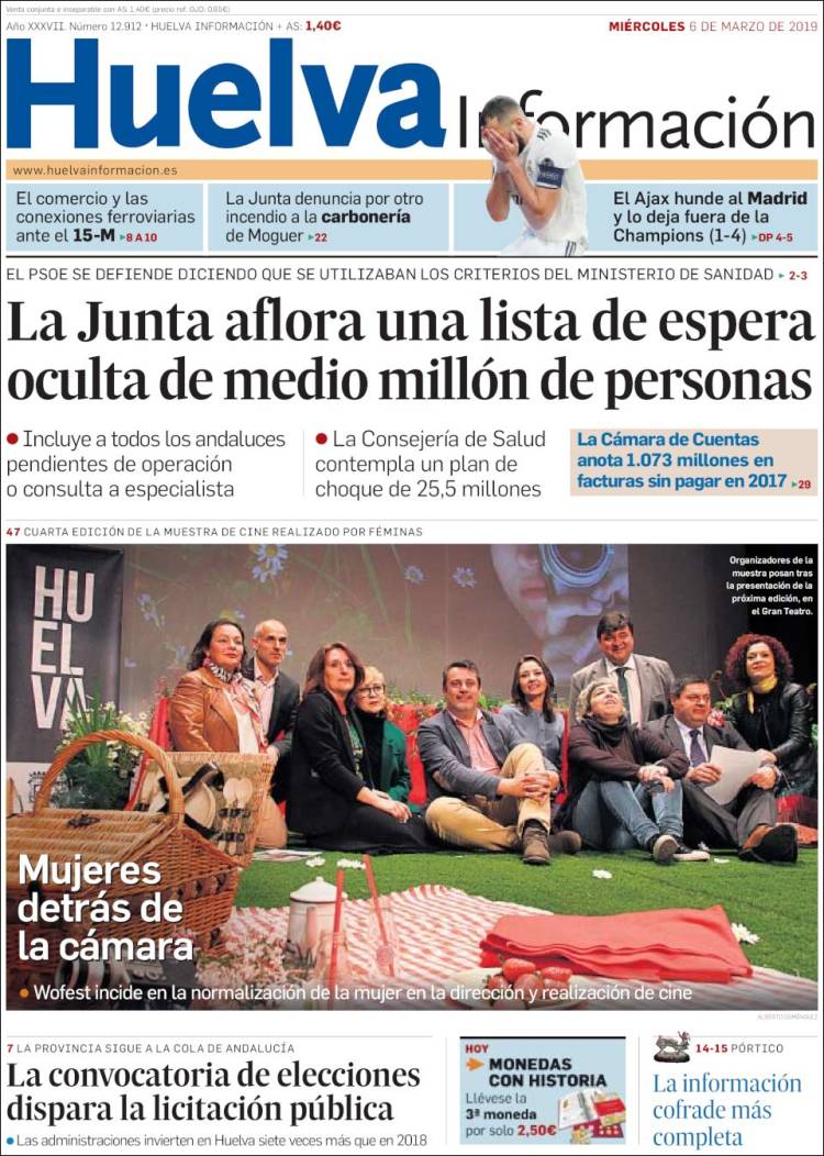 Portada de Huelva Información (España)