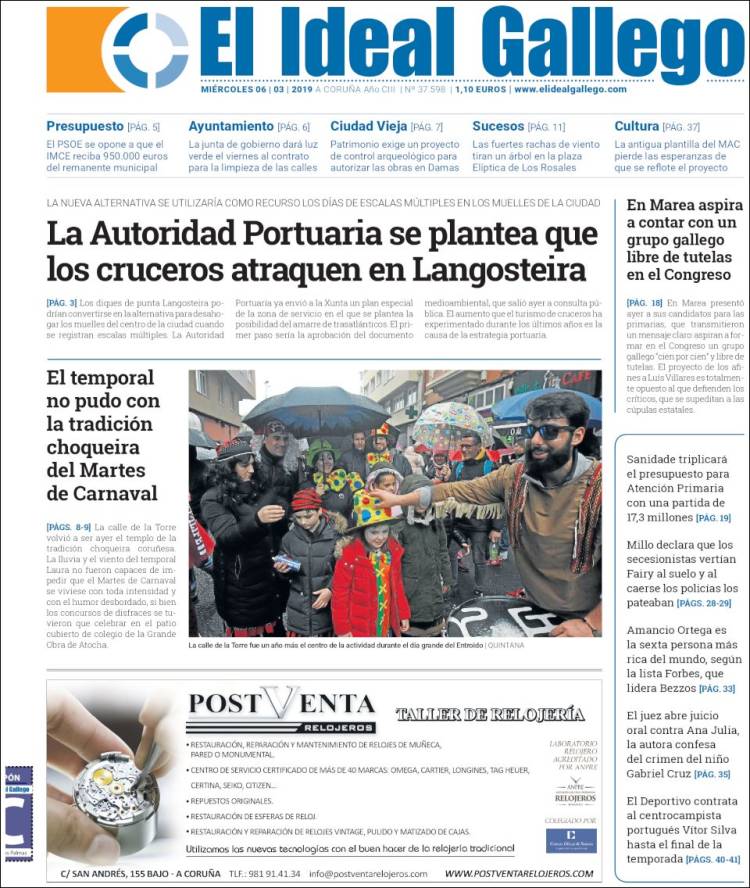 Portada de El Ideal Gallego (España)