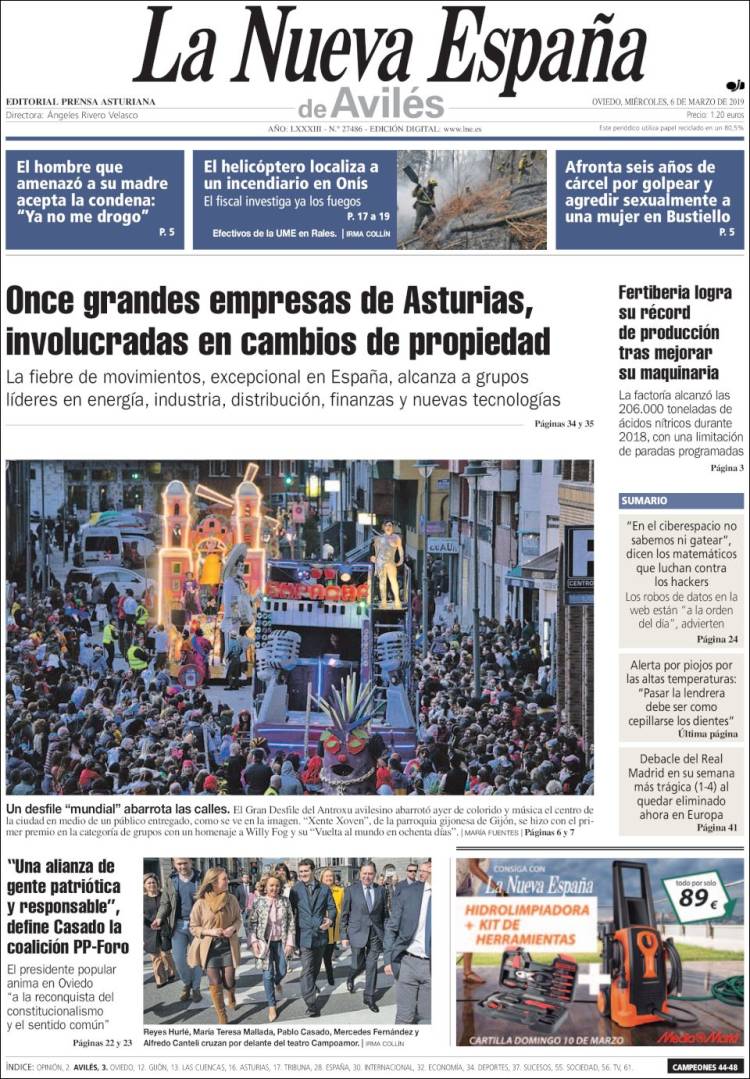 Portada de La Nueva España - Avilés (España)