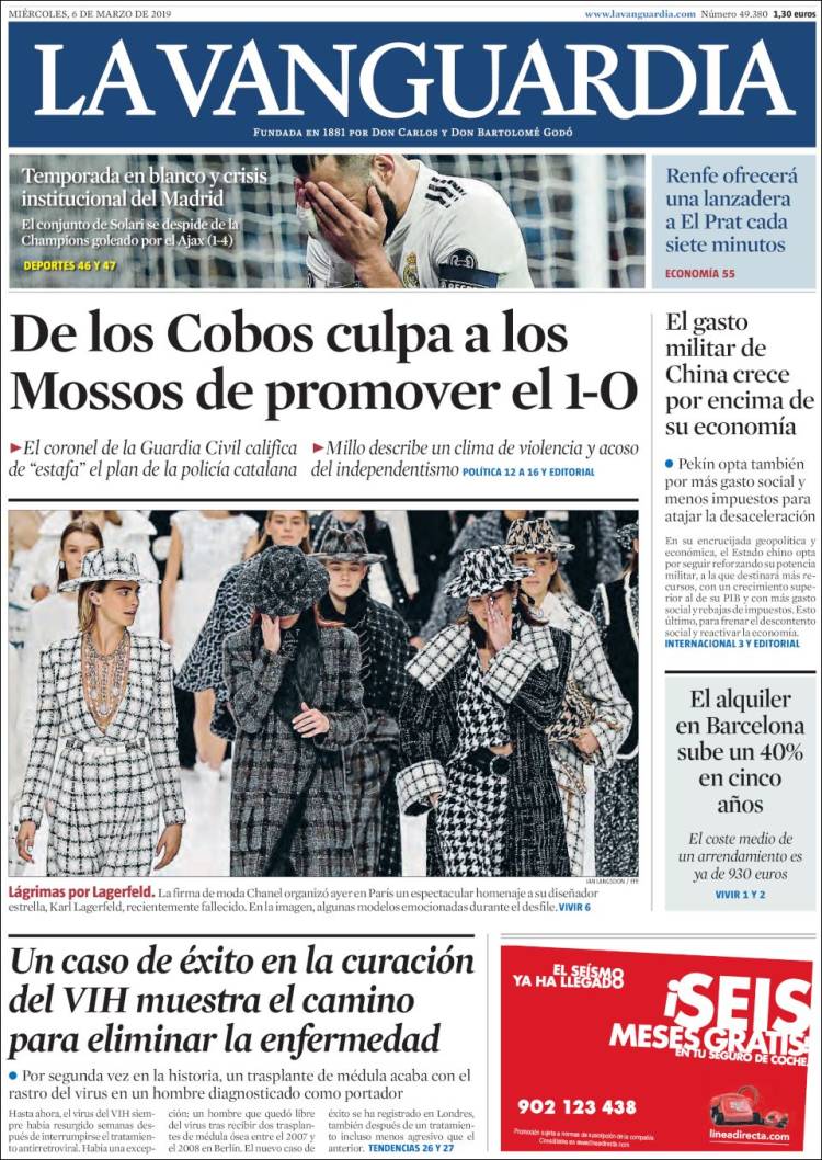 Portada de La Vanguardia (España)