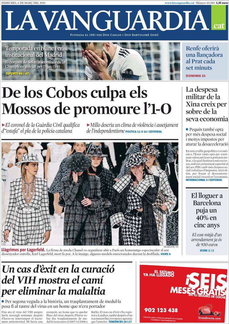 Portada de La Vanguardia (España)