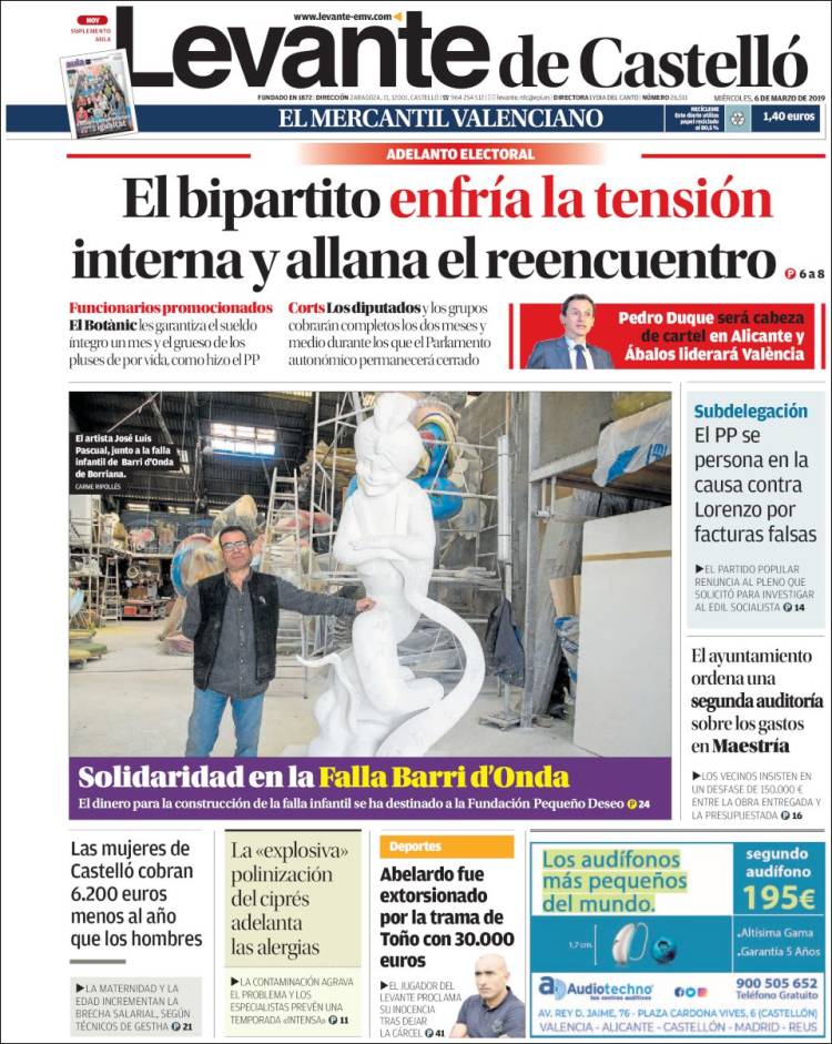 Portada de Levante de Castelló (España)