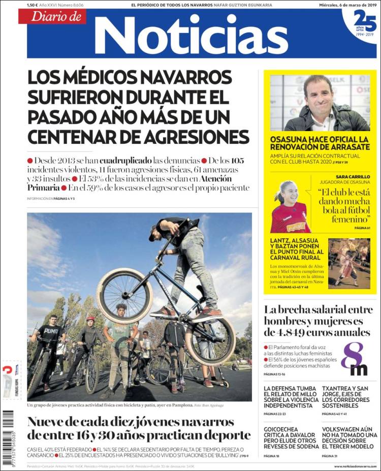 Portada de Noticias de Navarra (España)