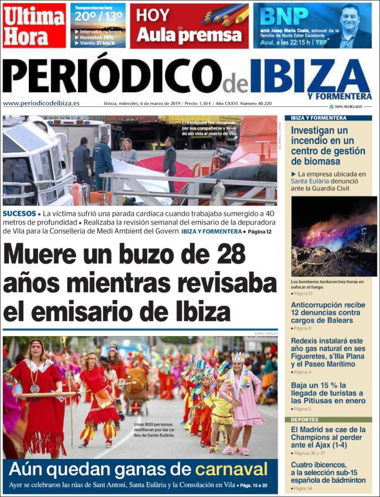 Portada de Periódico de Ibiza (España)