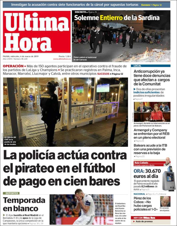 Portada de Última Hora (España)