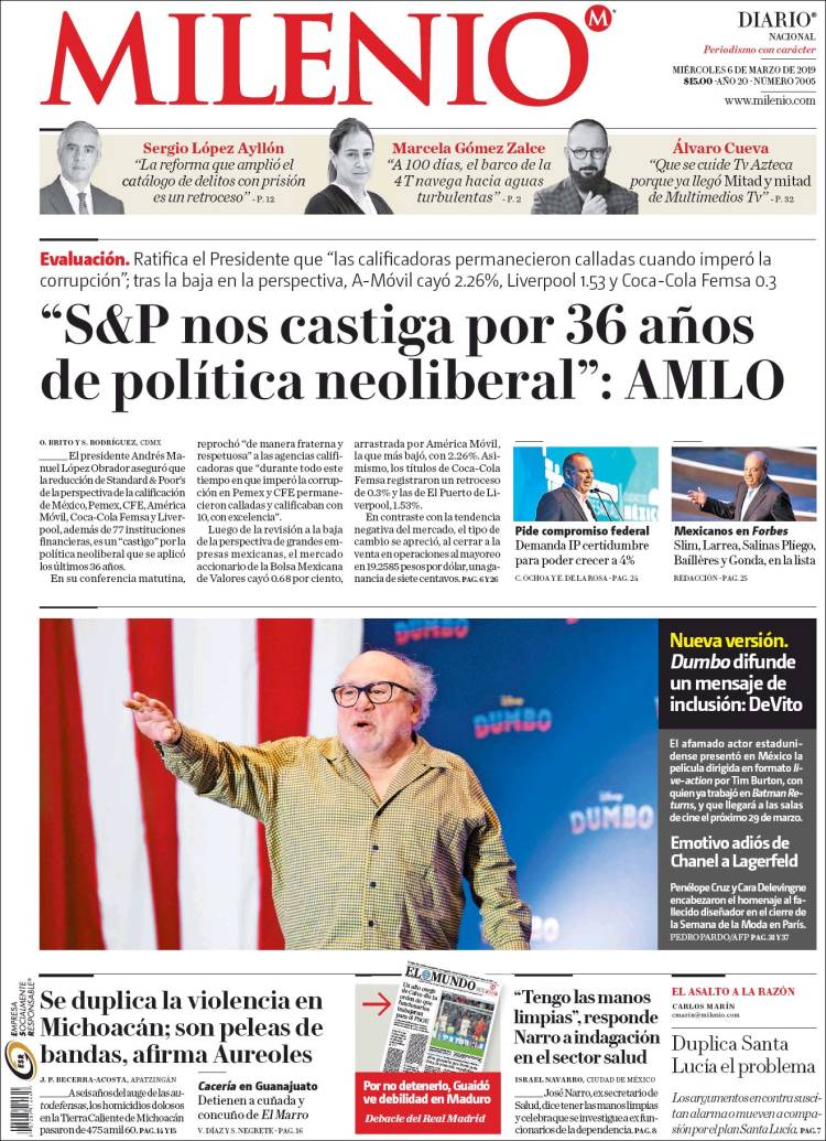 Portada de Milenio (México)