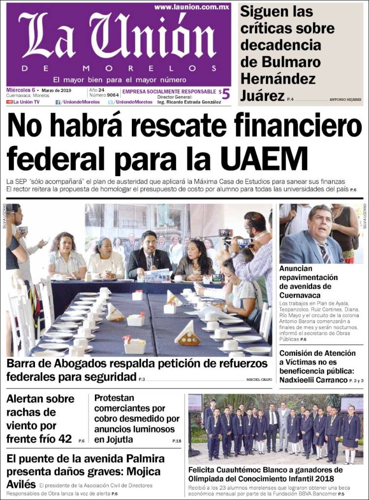 Portada de La Unión de Morelos (México)