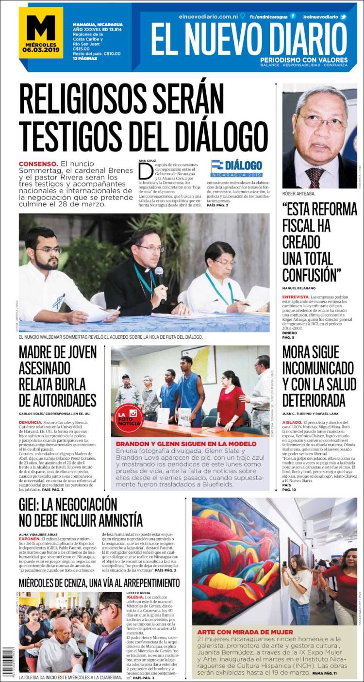 Portada de El Nuevo Diario (Nicaragua)