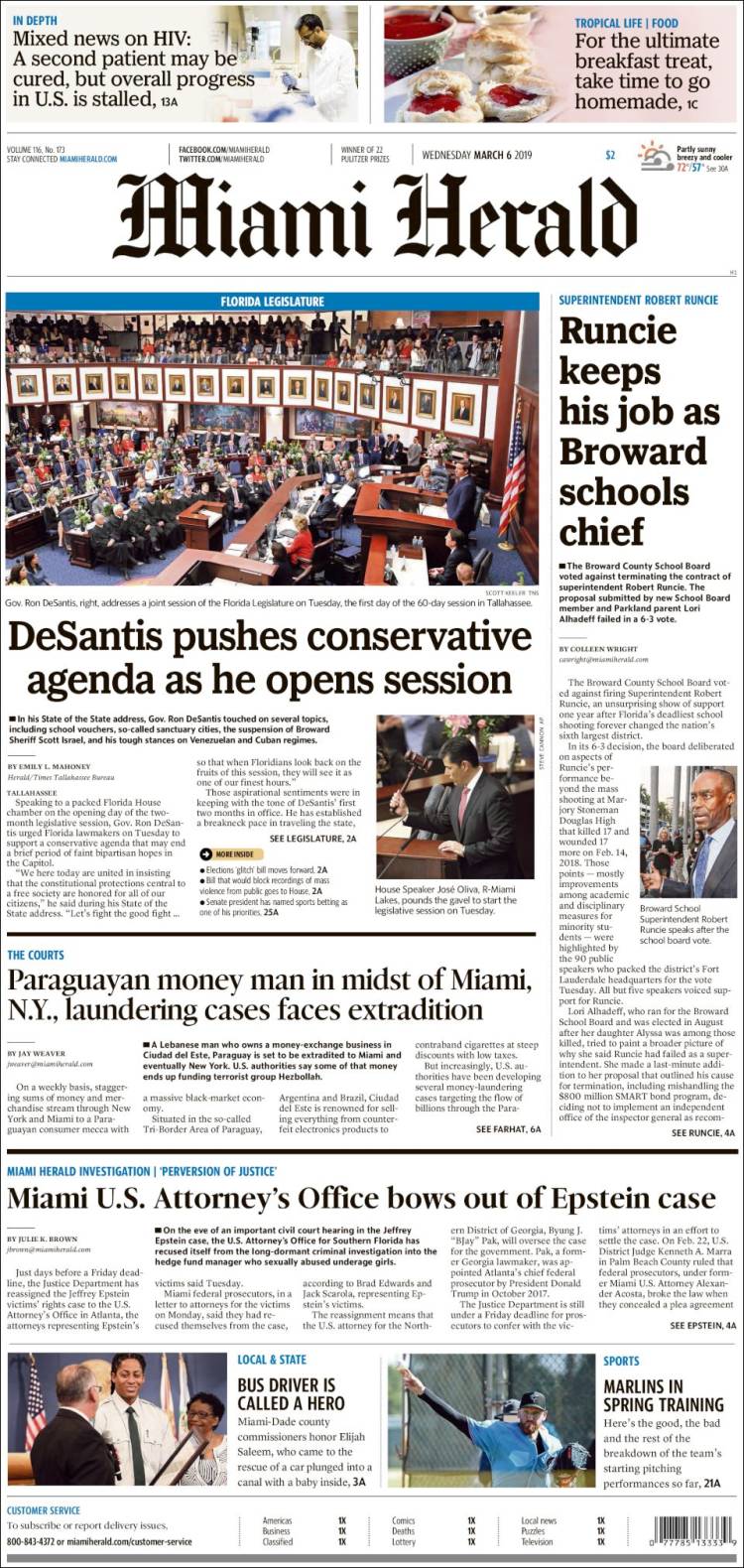 Portada de Miami Herald (USA)