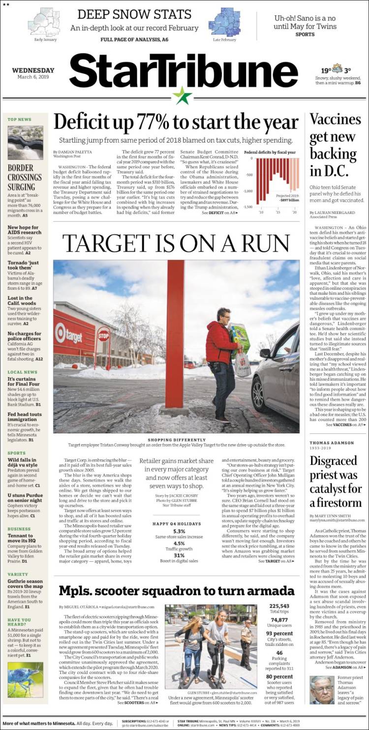 Portada de Star Tribune (USA)