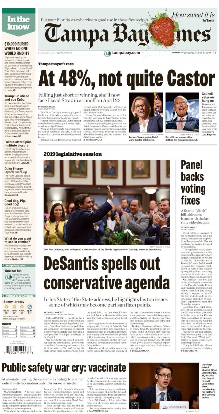 Portada de Tampa Bay Times (USA)