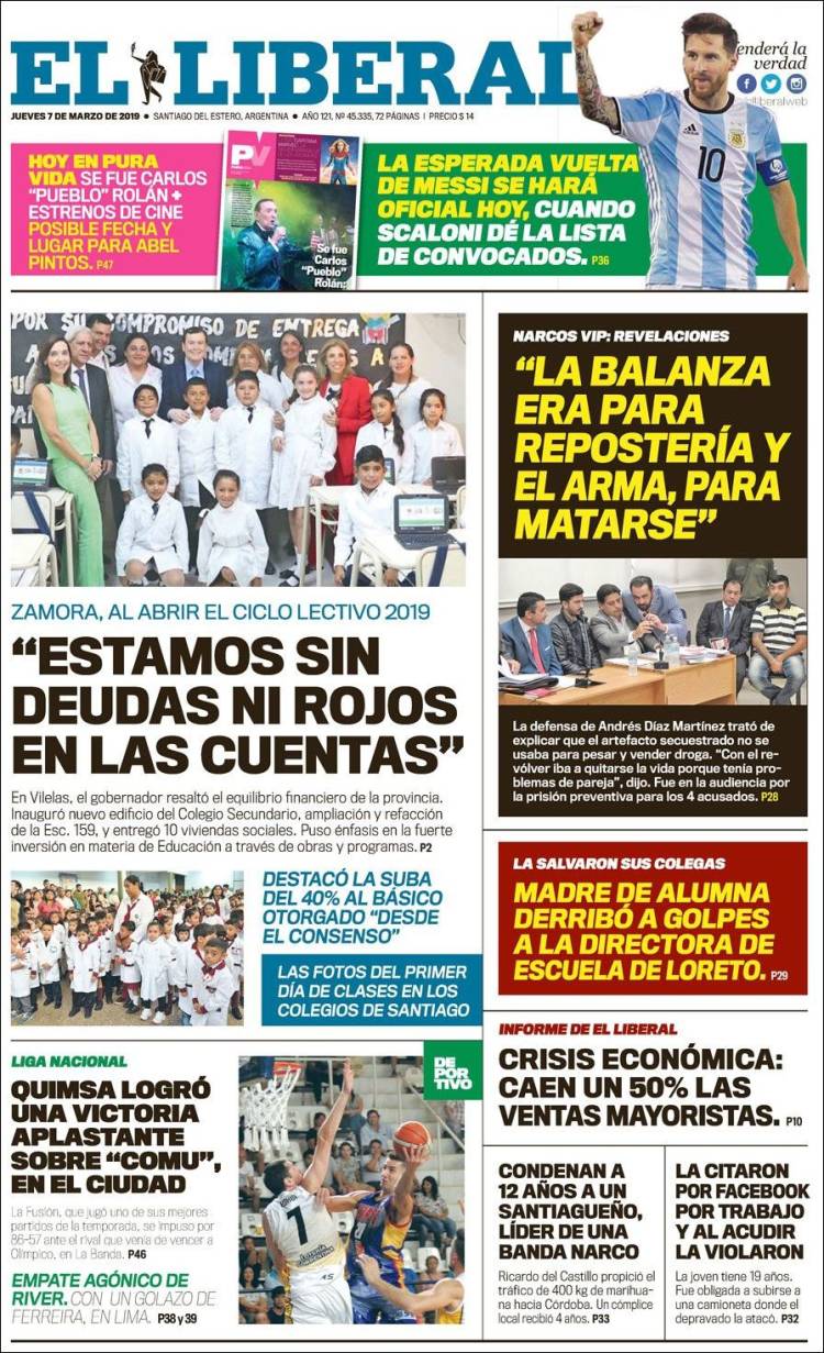 Portada de Diario El Liberal (Argentina)