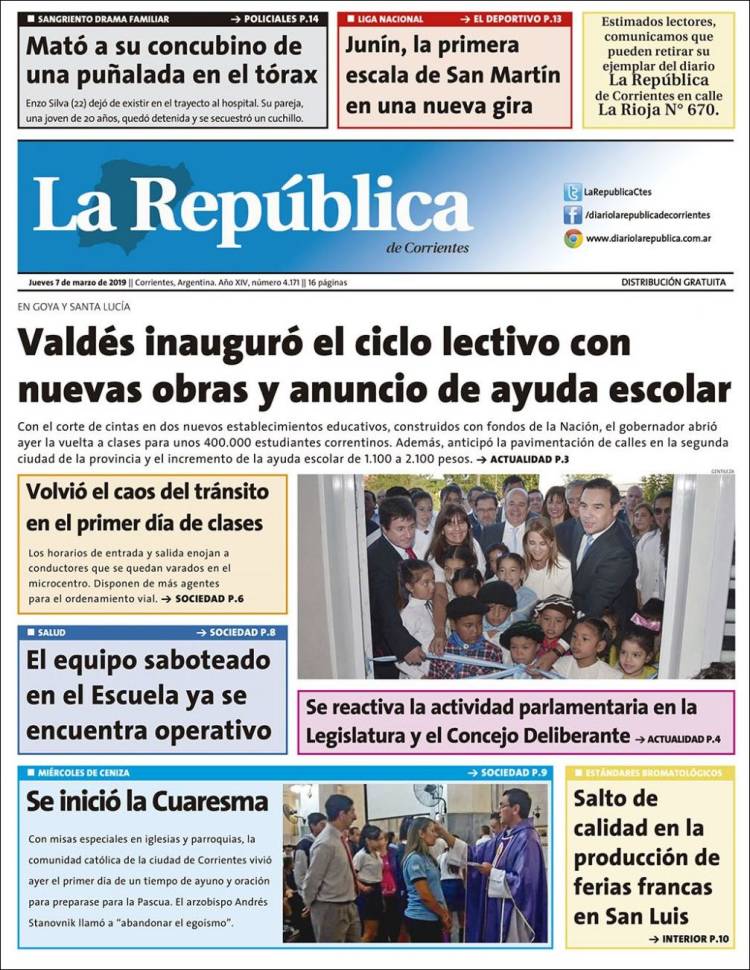 Portada de La República de Corrientes (Argentina)