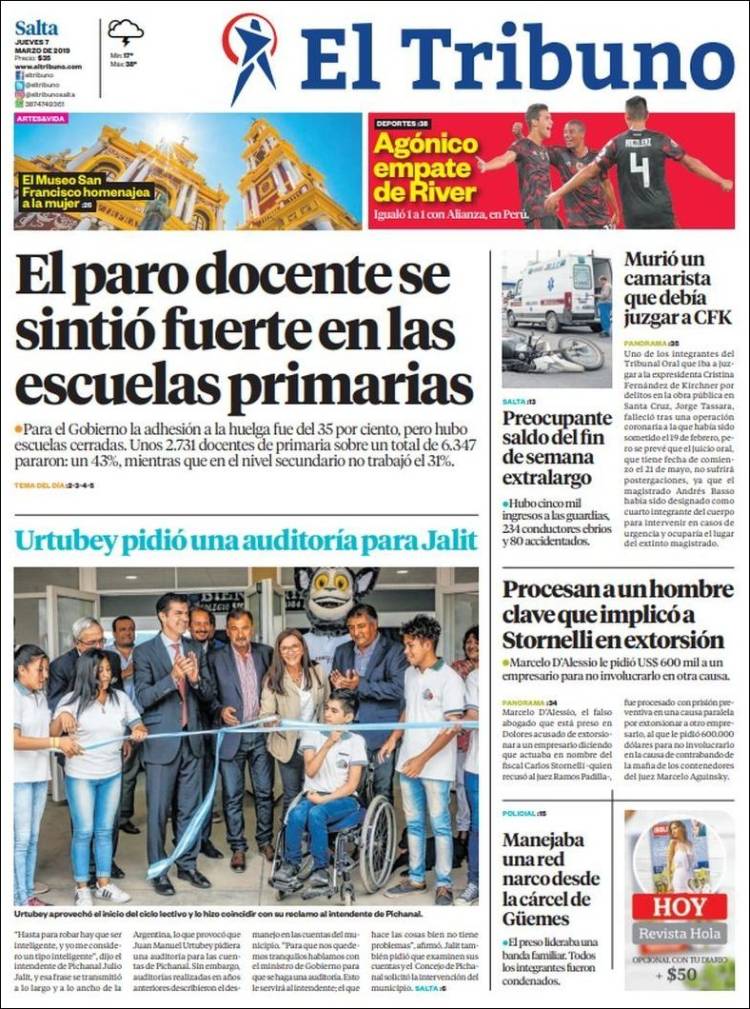 Portada de El Tribuno - Salta (Argentina)