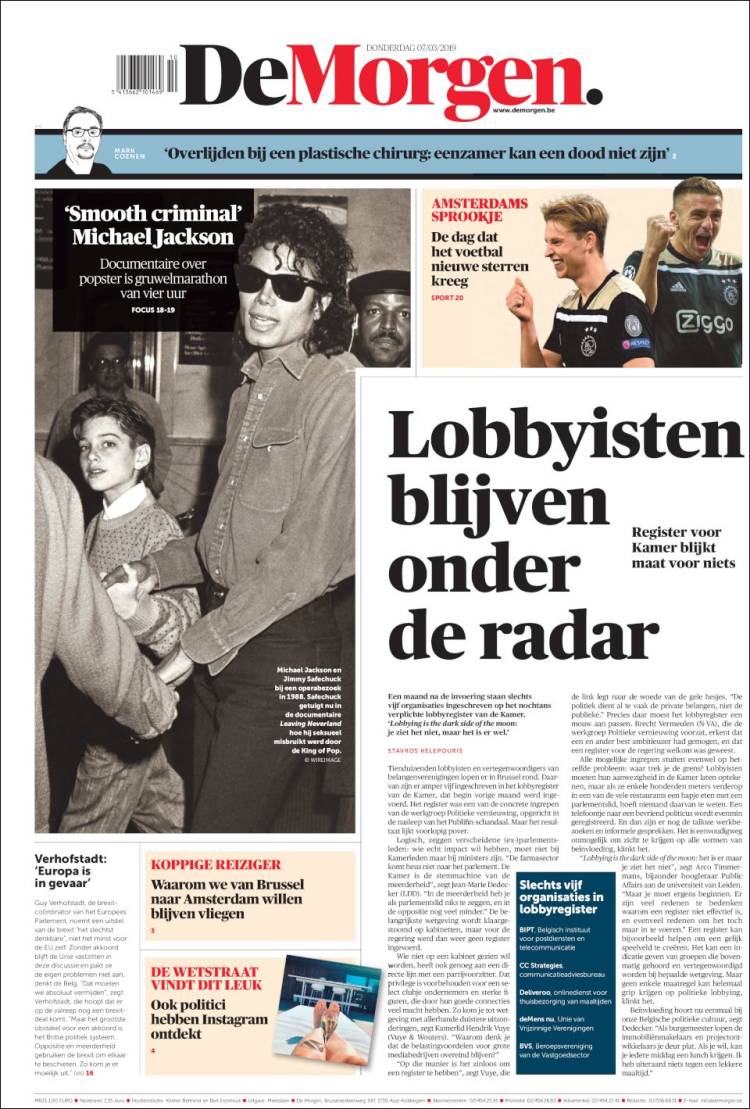Portada de De Morgen (B&eacute;lgica)