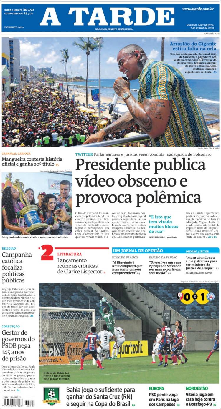 Portada de Diário A Tarde (Brasil)