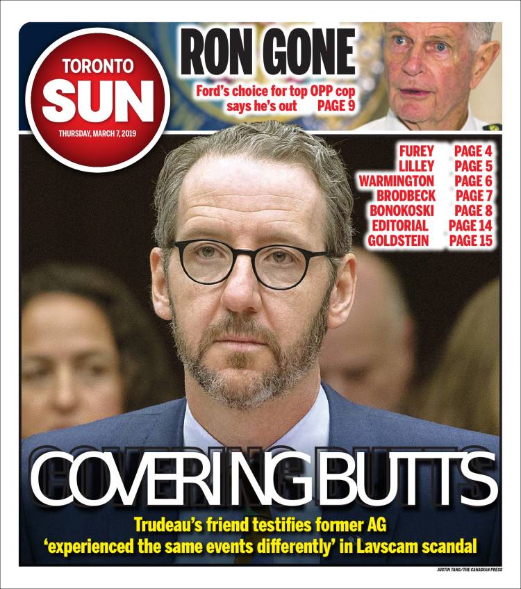 Portada de The Toronto Sun (Canadá)