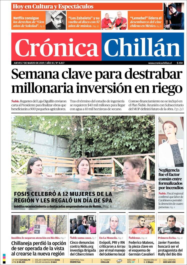 Portada de Crónica Chillán (Chile)