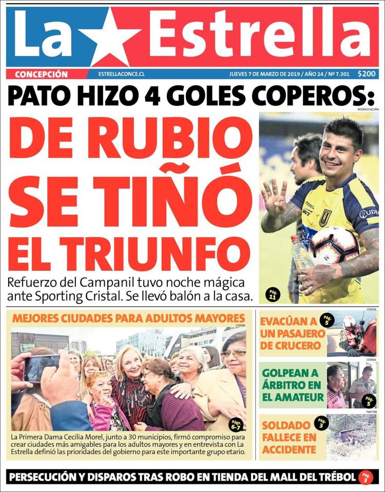 Portada de La Estrella de Concepción (Chile)