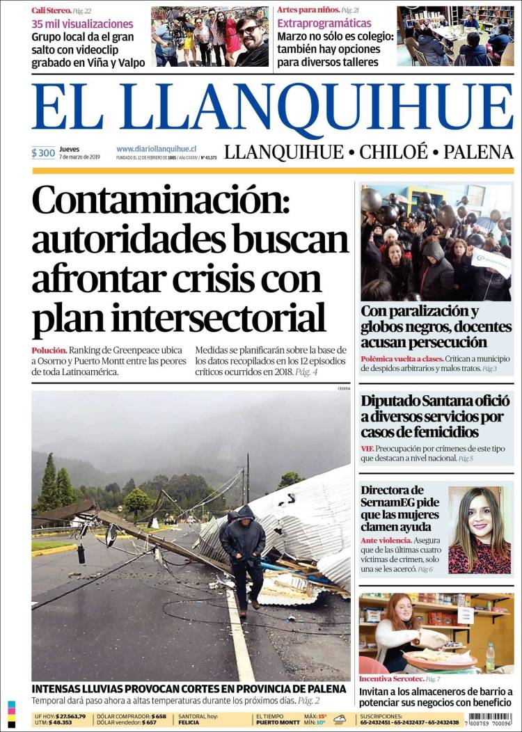 Portada de El Llanquihue (Chile)