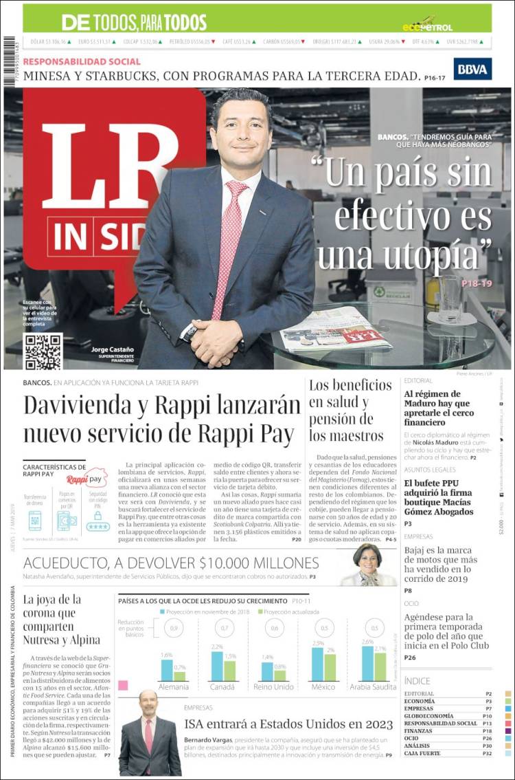 Portada de La Republica (Colombia)