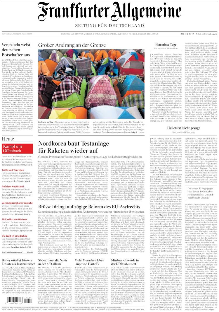 Portada de Frankfurter Allgemeine (Alemania)