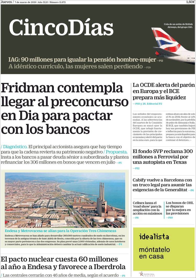 Portada de Cinco Días (Espa&ntilde;a)
