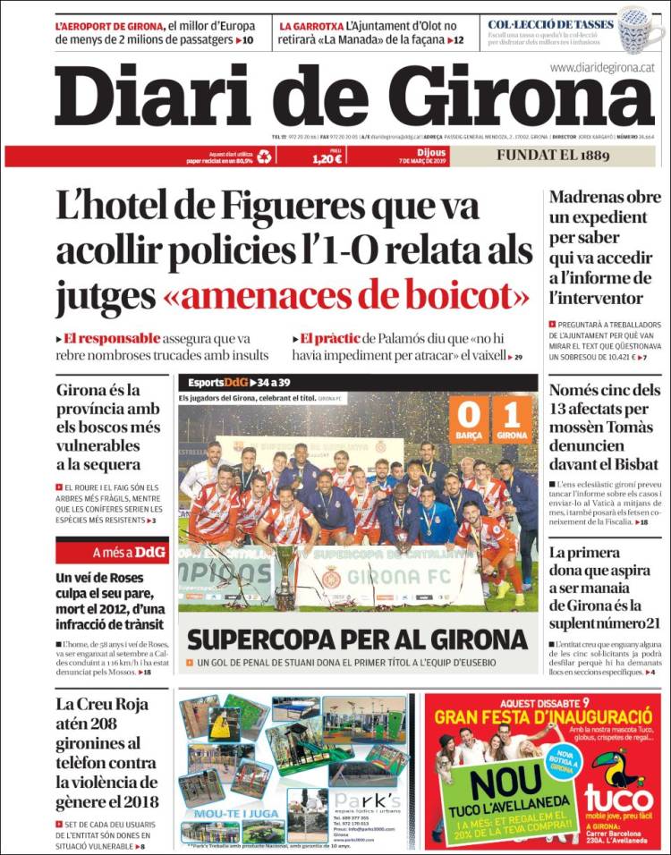 Portada de Diari de Girona (Espa&ntilde;a)