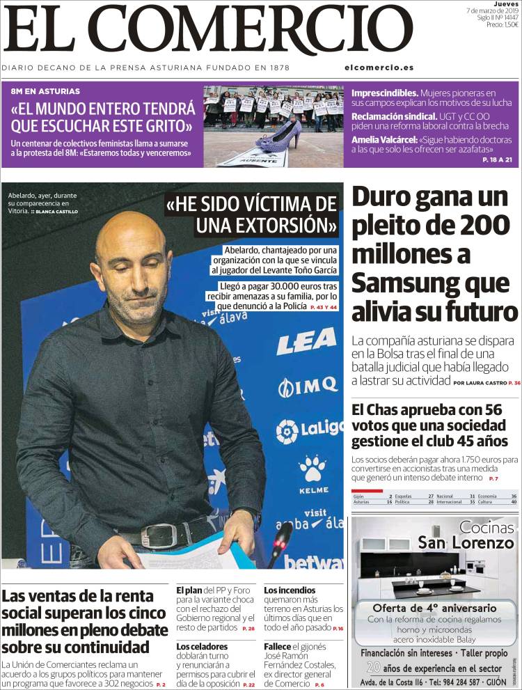 Portada de El Comercio - Gijón (Espa&ntilde;a)