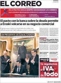 Portada de El Correo - Guipuzcoa (Espa&ntilde;a)