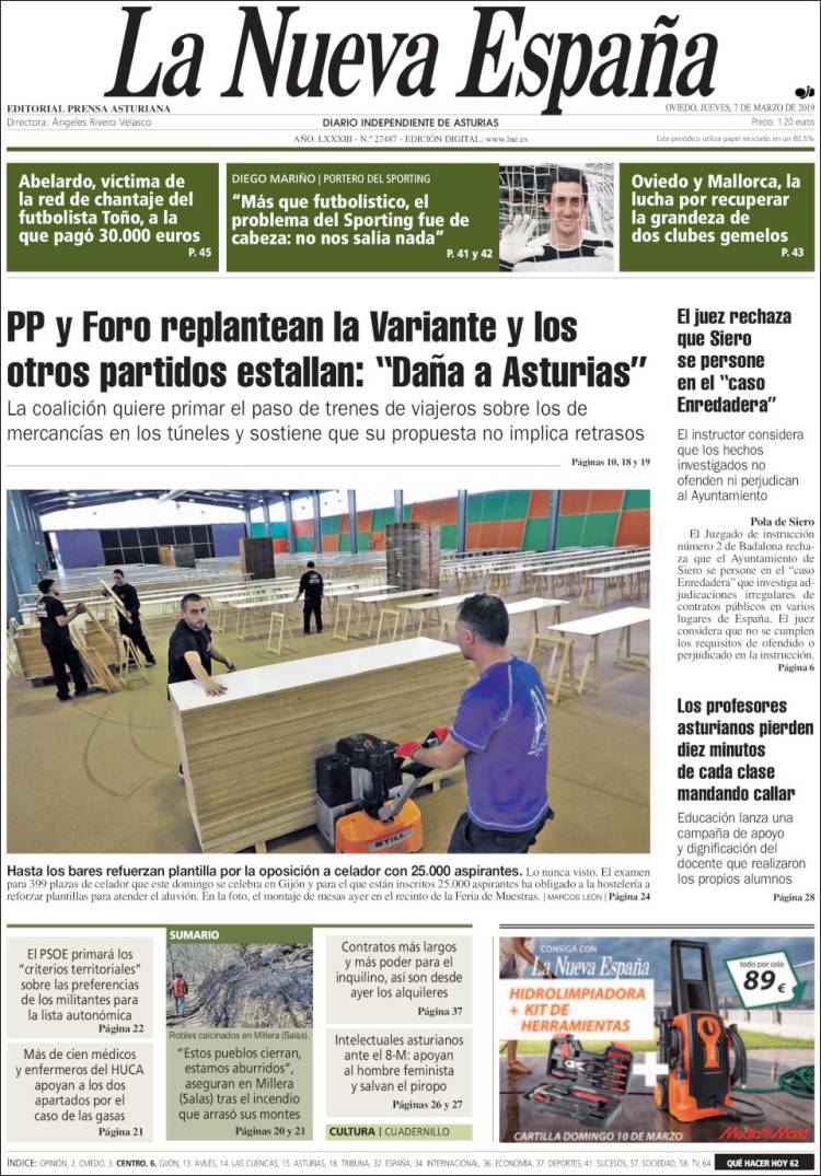 Portada de La Nueva España (Espa&ntilde;a)