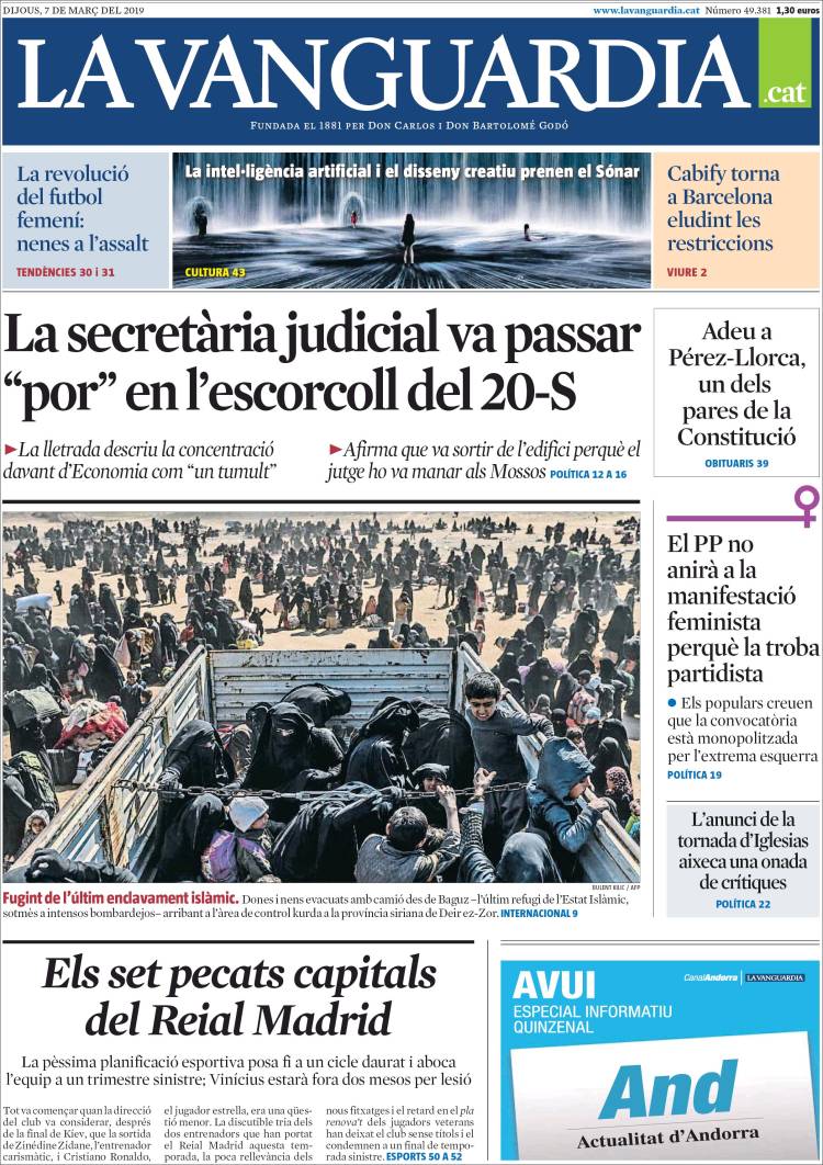 Portada de La Vanguardia (Espa&ntilde;a)