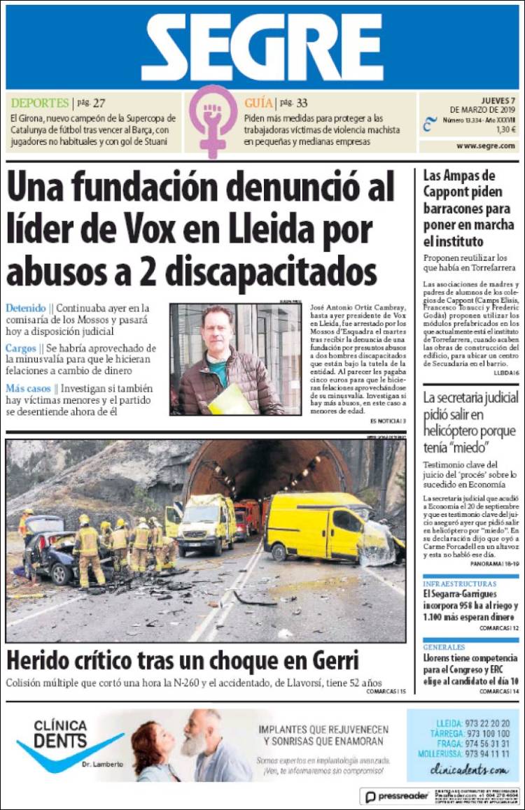 Portada de Segre  (Espa&ntilde;a)