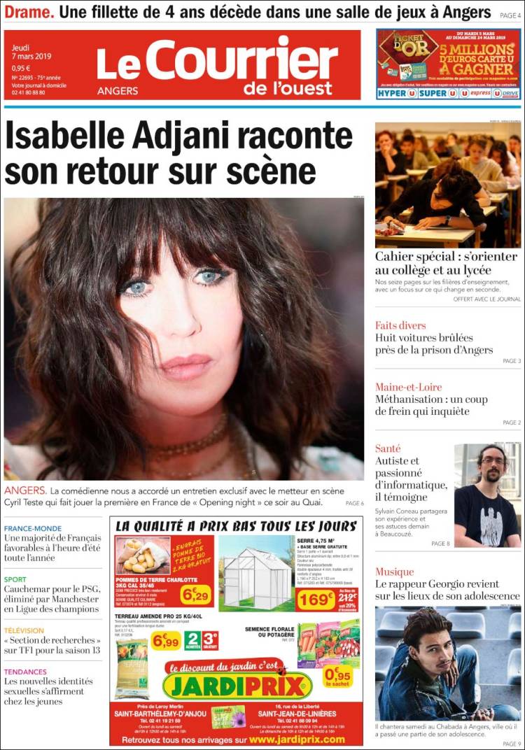 Portada de Le Courrier de l'Ouest (Francia)