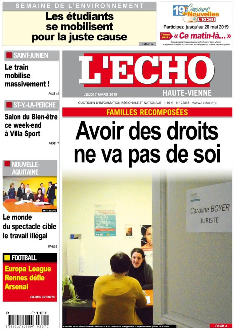 Portada de L'Echo de la Haute-Vienne (Francia)