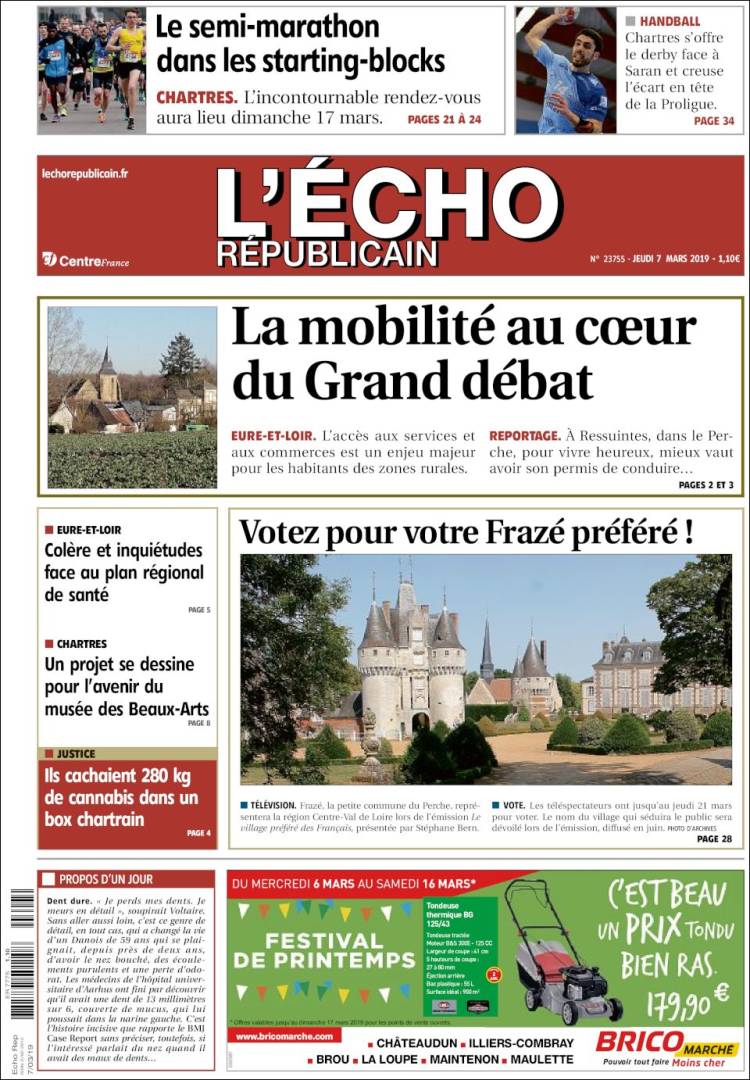 Portada de L'Echo Républicain (Francia)