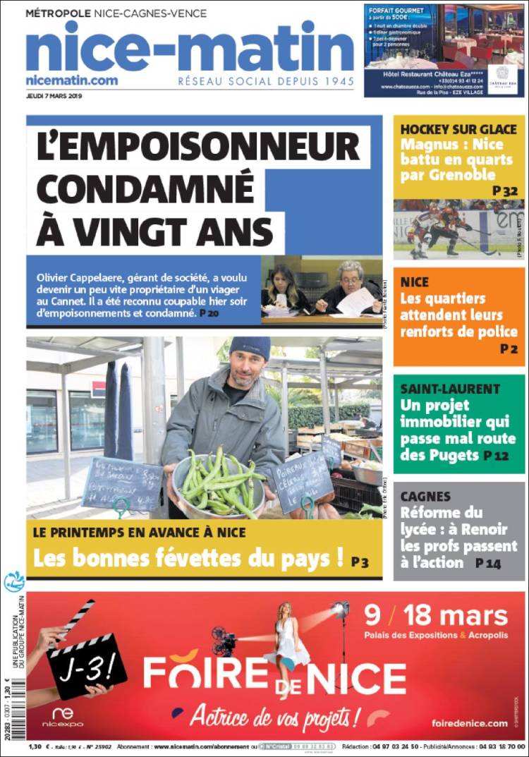 Portada de Nice-Matin (Francia)