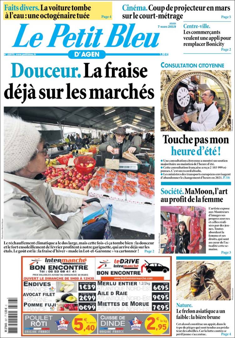 Portada de Le Petit Bleu (Francia)