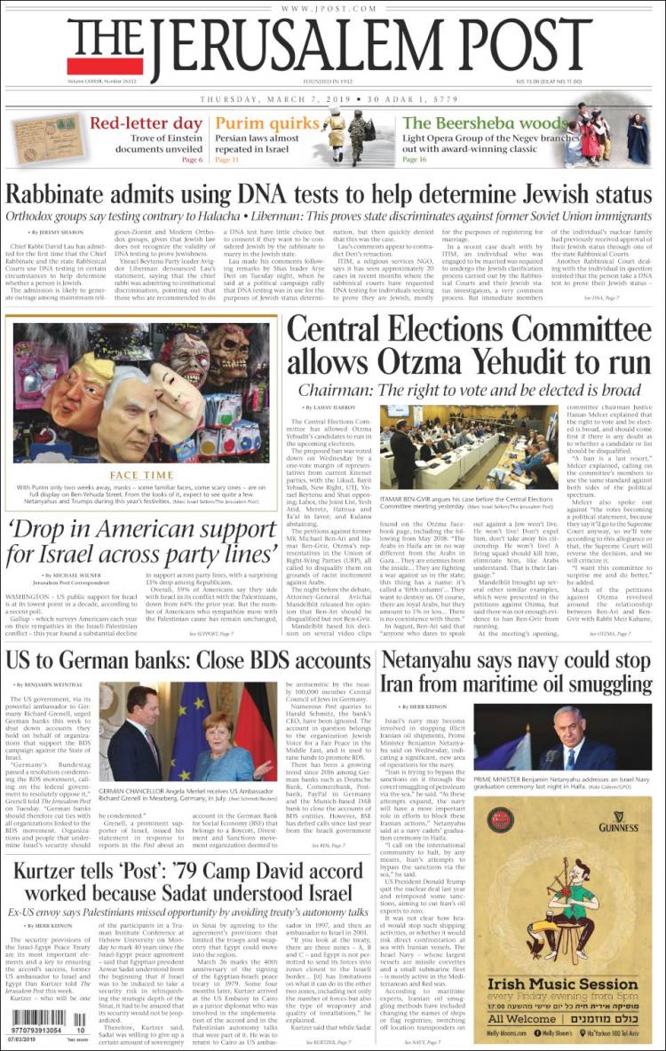 Portada de The Jerusalem Post (Israel)