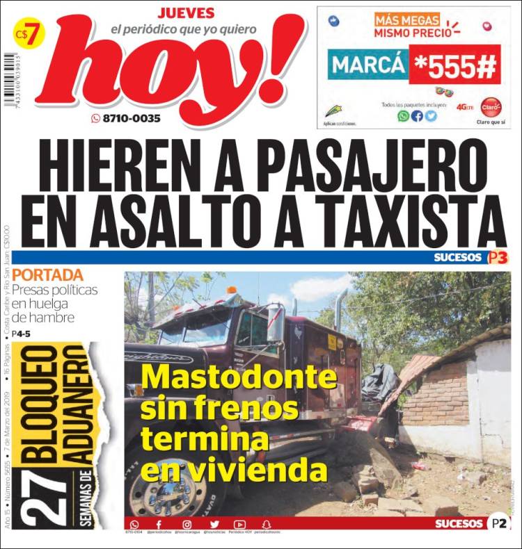 Portada de Hoy (Nicaragua)