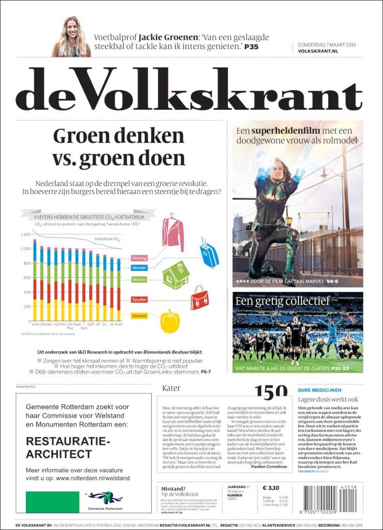 Portada de De Volkskrant (Pa&iacute;ses Bajos)