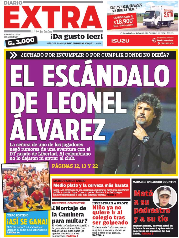 Portada de Diario Extra (Paraguay)