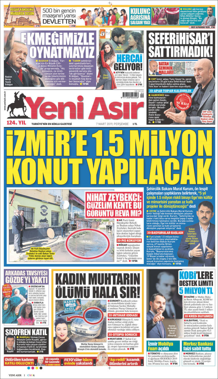 Portada de Yeni Asır (Turqu&iacute;a)