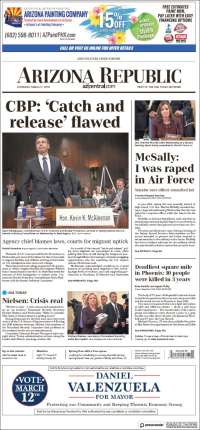 Portada de Arizona Republic News (USA)