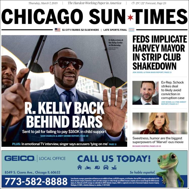 Portada de Chicago Sun-Times (USA)