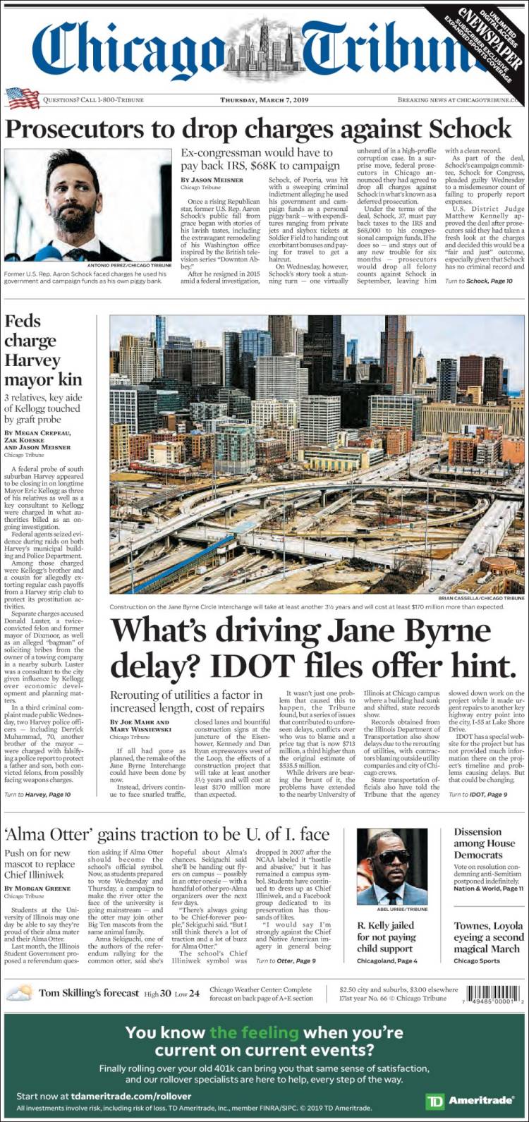 Portada de Chicago Tribune (USA)